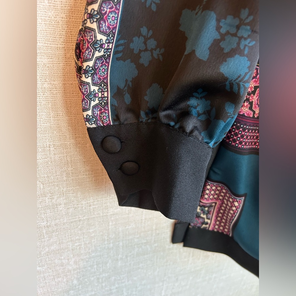 Chicos Open Front Patchwork Jacket Size 1 Medium … - image 5